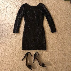 Black sequined party dress